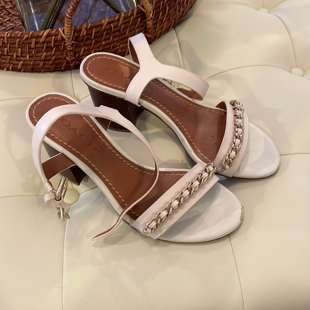 Medium heel coach sandal. Size 6.
